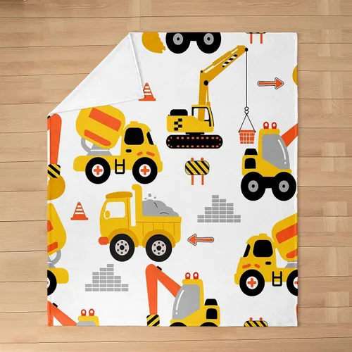 Vista 3 de Manta de franela de forro polar para automóvil de dibujos animados, para niños, para todas las estaciones, para sofá, equipo, camiones, manta