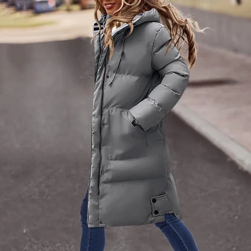 Vista 2 de faweijlr Abrigos y chaquetas para mujer, impermeables, gruesas, con capucha, forro polar sintético, para invierno