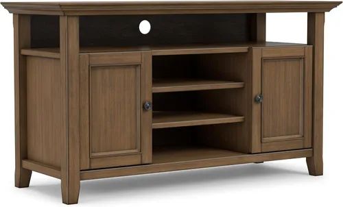 Vista 28 de SIMPLIHOME Amherst - Soporte de TV de transición de madera maciza de 72 pulgadas de ancho, estilo rústico marrón envejecido, para televisores