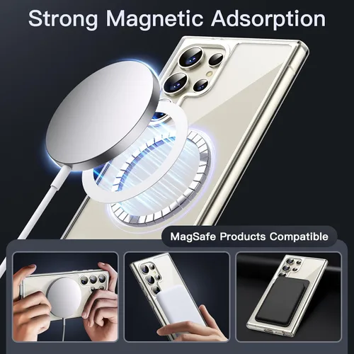Vista 7 de JETech Funda magnética para Samsung Galaxy S23 Ultra de 6.8 pulgadas, compatible con MagSafe, funda protectora a prueba de golpes, parte trasera