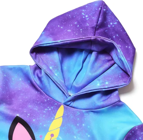 Vista 3 de Perfashion - Sudaderas con capucha de novedad para niñas, sudaderas con gorro para niños de 4 a 13 años