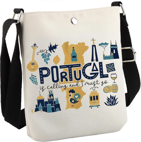 Vista 10 de Portugal Bachelorette Party Gift: Bolsa de maquillaje de viaje - Portugal está llamando, debo ir, Bolsa Must Go Portugal, Bolsa de cosméticos