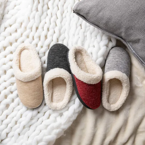 Vista 6 de Wishcotton Pantuflas de casa Sherpa con espuma viscoelástica para mujer para interiores y exteriores