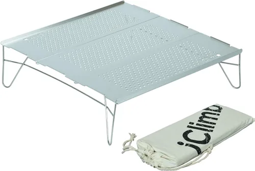 Vista 19 de iClimb Mini mesa plegable individual ultraligera y compacta para mochileros, camping, senderismo, playa, picnic (azul - S)