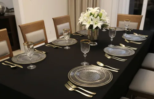 Vista 6 de Ocasiones" Paquete de 50 platos (25 invitados) - Juego de platos de plástico desechables para fiestas de boda pesados, cena de 25 x 10 pulgadas +