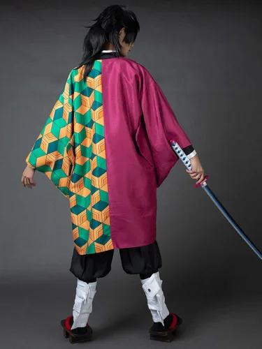 Vista 4 de Cosfun Giyuu Cosplay Kimono para hombre solo capa o uniforme jacquard ver
