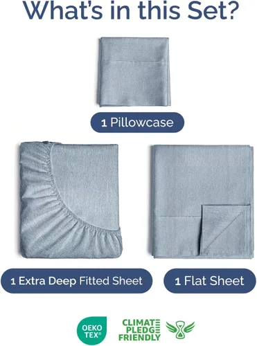 Vista 44 de Extra Deep Twin XL Sheet Set - 3 Piece College Dorm Room - White 01-Blanco