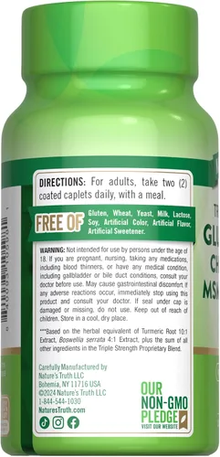 Vista 7 de Complejo glucosamina condroitina MSM 60 cápsulas Suplemento de triple fuerza con cúrcuma Suplemento sin OMG y sin gluten por Nature's Truth