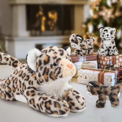 Vista 5 de MaoGoLan - 4 piezas de animales de peluche de leopardo con bebés, guepardo a granel Multicolorido