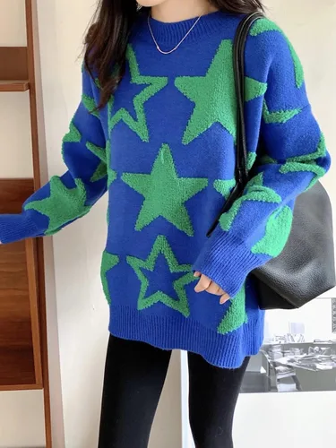 Vista 5 de CYee Y2K - Suéter holgado para niñas del centro de la ciudad, ropa de estrella gótica emo, ropa de hada, Grunge Alt, suéter vintage coqueta