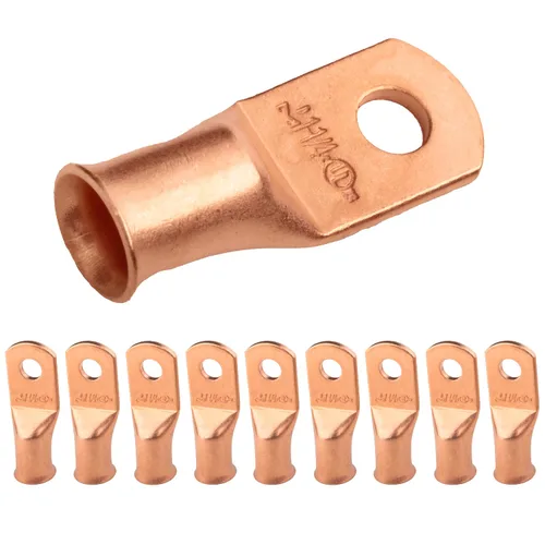 Vista 265 de SELTERM - 5 terminales de anillo resistentes para cable de batería, calibre 1/0 AWG, pernos de 1/2 pulgadas, terminales de calibre 0, ojales