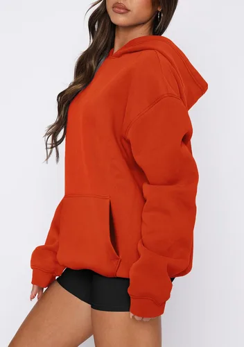 Vista 7 de onlypuff Sudadera casual con capucha para mujer, de manga larga, con bolsillo de canguro, hombro caído