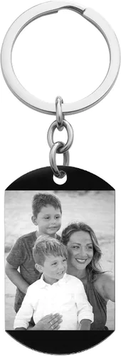 Vista 3 de Queenberry Llavero de acero inoxidable con grabado láser personalizado., acero inoxidable, SPN1003-DPTX1