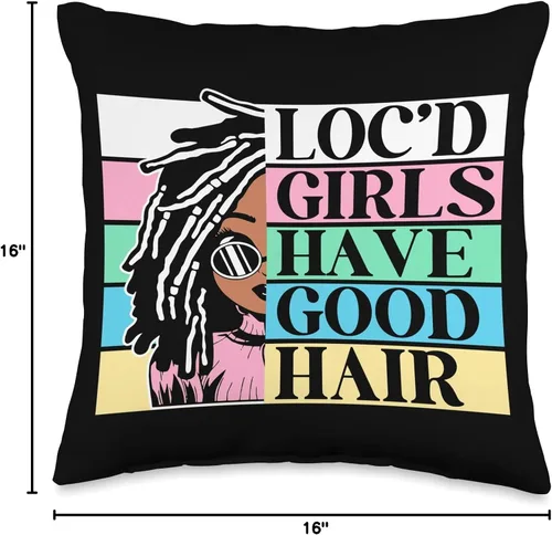 Vista 4 de Locs Afro Dreadlocks Love Beauty Hair Loc'd Good Hair - Almohada negra de niña africana americana, 16 x 16 pulgadas, multicolor
