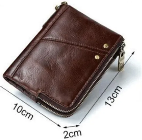 Vista 2 de XWWDP - Billetera multiusos de cuero antirrobo, cartera vertical multifunción con doble cremallera, monedero casual de moda