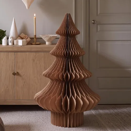 Vista 17 de Spiareal Árbol de Navidad de papel de panal extra grande de 2 pies de color Blanco beige