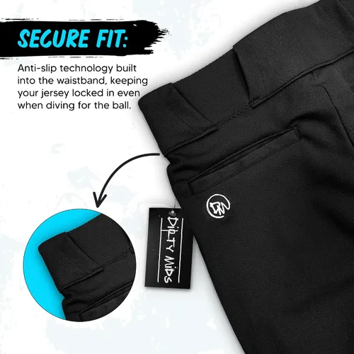 Vista 4 de Dirty Mids Original The Essentials - Pantalones deportivos de béisbol, ajuste profesional, cintura antideslizante, color blanco, negro, gris, XS a XL