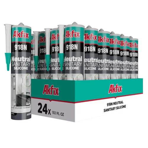 Vista 14 de Akfix 905N - Sellador de silicona transparente 100% para construcción y edificación (1x310 ml) - Sin solventes, bajo olor, resistente a UV y agua