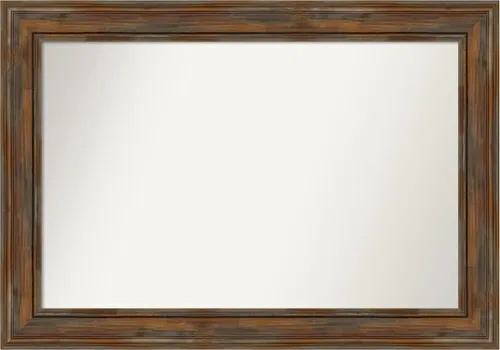 Vista 13 de Amanti Art Espejo de baño marrón para sobre fregadero, 26 x 26 pulgadas, espejo de tocador cuadrado marrón rústico Alexandria, marco de madera