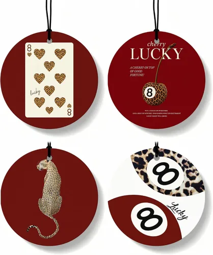 Vista 37 de Ambientador de coche de 8 bolas con estampado de leopardo de moda, 6 unidades, retro coqueta, guepardo, póquer, ambientador colgante para bar