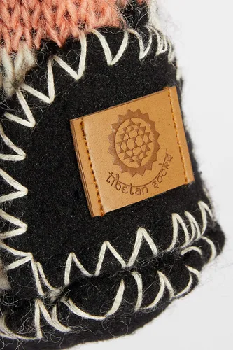 Vista 4 de Tibetan Socks Hand Knit Wool Fleece Lined Long Slipper Socks with Non Slip Soles
