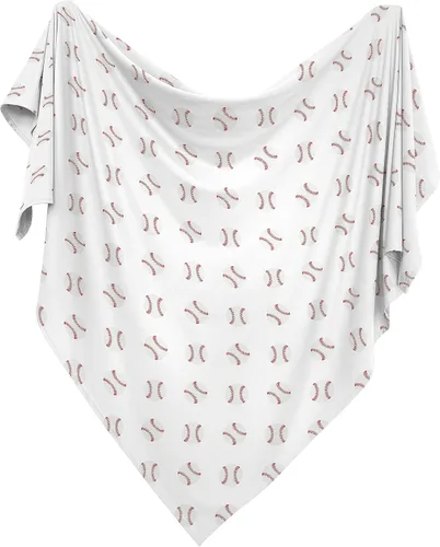 Vista 2 de Sweet Jojo Designs Béisbol Bebé Niño Manta Manta Jersey Stretch Knit para Recién Nacido o Infantil Recibir Seguridad - Rojo y Blanco Americana Sports
