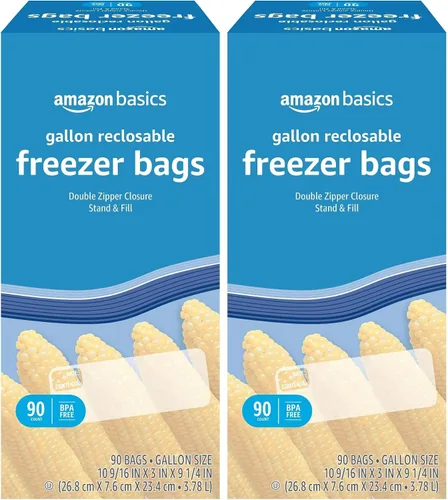 Vista 7 de Amazon Basics Bolsas de galón resellables para congelador, sin BPA, 90 unidades (anteriormente Solimo)