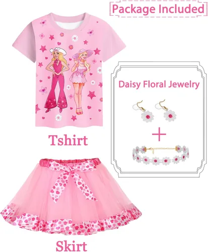 Vista 2 de Disfraz de princesa tutú de cumpleaños para niñas con collar y aretes