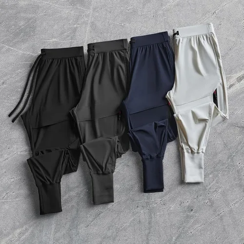 Vista 5 de MECH-ENG Pantalones deportivos para hombre, de secado rápido, pantalones deportivos de entrenamiento tipo cargo para fitness, pantalones ajustados