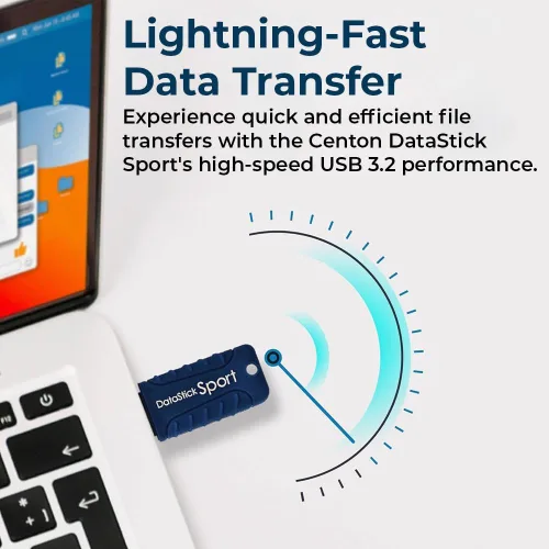 Vista 4 de Centon Electronics MP Essential USB 3.2 Gen1 DataStick - Unidad flash deportiva, 8 GB, 10 unidades flash USB, paquete de 10 unidades, azul marino