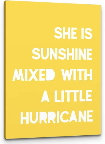 Vista 11 de PHAMTE Decoración de pared para dormitorio de niñas, arte de pared con texto en inglés «She is Sunshine Mixed with a Little Hurricane», lienzo