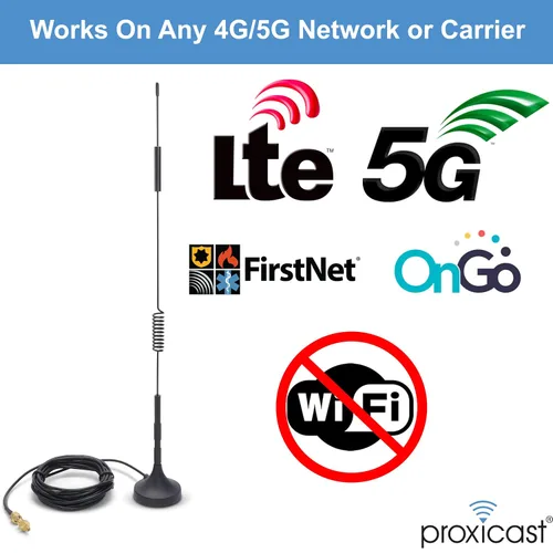 Vista 4 de Proxicast Antena magnética externa 4G/5G, bobina cargada de 7 dBi con conectores SMA y TS9 compatibles con AT&T Nighthawk, Verizon Jetpack