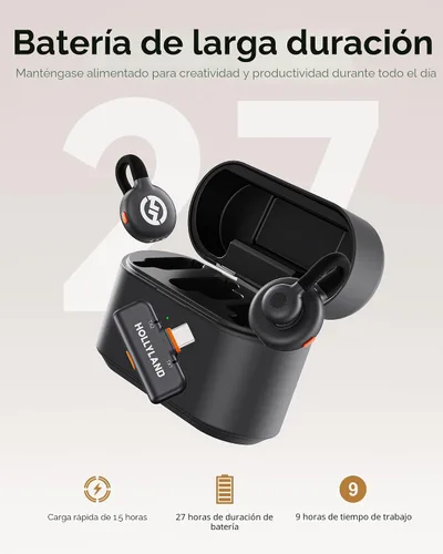 Vista 6 de Micrófono inalámbrico Hollyland Lark M2S Combo (RX de cámara + RX USB-C + cable Lightning) para iPhone/cámara/Android/PC, clip de titanio