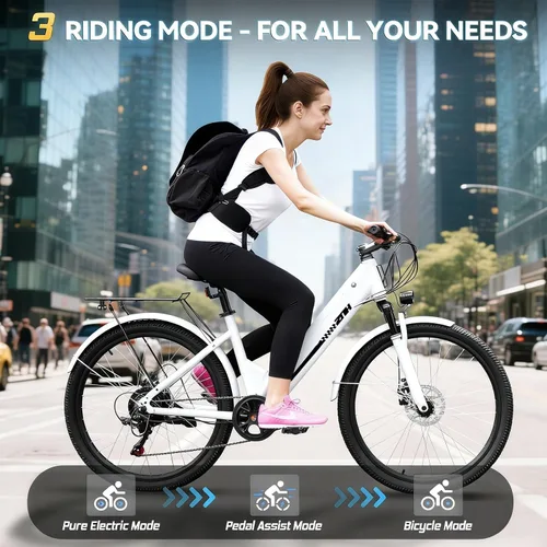 Vista 6 de ZNH 1000W Peak Electric Bike for Adults, Step Thru Ebike - 23Mph & 80 Miles Electric Bicycle with 48V Removable Battery, 7-Speed, Front