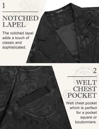Vista 4 de COOFANDY Chaleco de traje para hombre con estampado floral victoriano, gótico, steampunk, chaleco formal con solapas con muescas