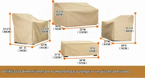 Vista 9 de Fundas para Muebles de Patio, Funda para Muebles de Exterior Impermeable, Fundas de Juego de Muebles de Patio para Juego de Conversación al Aire