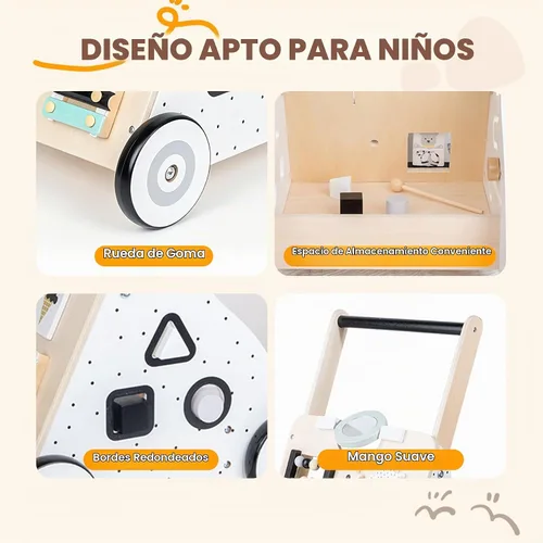 Vista 2 de RedSwing Andador de madera para bebés, blanco Montessori - Andador para niños pequeños, juguete de aprendizaje antivuelco, regalo perfecto de primer