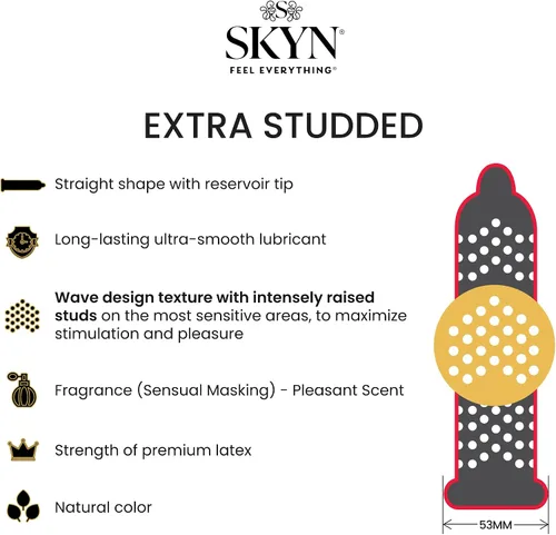 Vista 6 de SKYN Elite - Condones grandes de 36 unidades y SKYN extra tachonados, 22 unidades, ultra finos sin látex