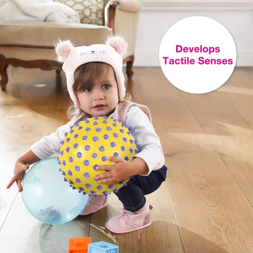 Vista 4 de Edushape Pelota sensorial original, bola de bebé de 7 pulgadas para el desarrollo de habilidades motoras gruesas en niños de 6 meses en adelante