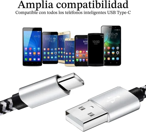 Vista 6 de QQLIKE Cable USB C, paquete de 5 (6 pies) cable trenzado de nailon tipo C de carga rápida 3A