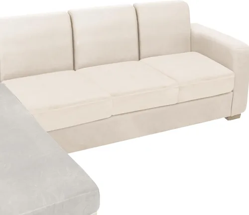 Vista 20 de NAISI Fundas de cojín de sofá de terciopelo elásticas de 1 pieza, fundas de asiento de sofá o respaldo, fundas suaves individuales para sofá Beige