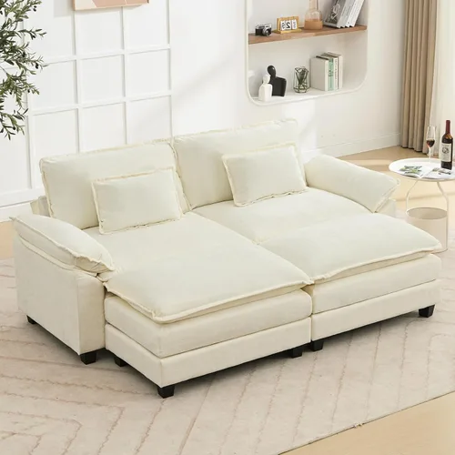 Vista 53 de Oprisen Sofá Seccional Modular, Cómodo Cloud Couch Sofá Seccional, Sofá Cama de Chenilla con Asiento Profundo con Almohadas Decorativas para Sala