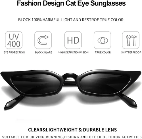 Vista 4 de Dollger Gafas de sol rectangulares retro para mujer, gafas pequeñas de diseño de moda, sombras cuadradas geniales