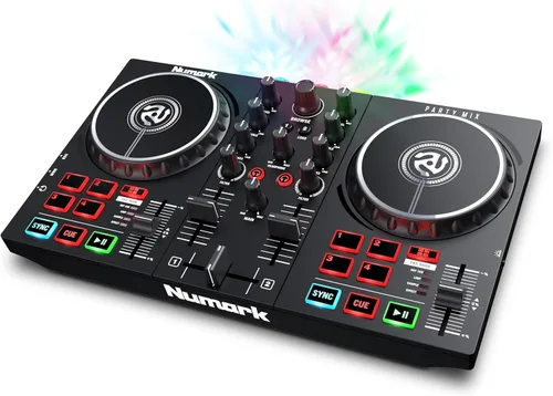 Vista 9 de Numark Party Mix Live DJ Controller con luces y altavoces integrados