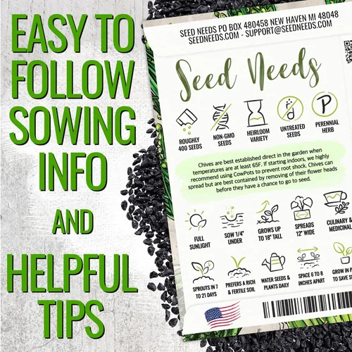 Vista 4 de Seed Needs Semillas de cebollino para plantar ajo y hierbas comunes de cebollino, herencia sin OMG y semillas de jardín sin tratar para plantar un