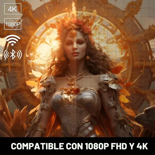 Vista 2 de Mini proyector con WiFi6 y Bluetooth, proyector portátil de películas para el hogar inteligente 4K 1080P, proyector inteligente giratorio de 180°