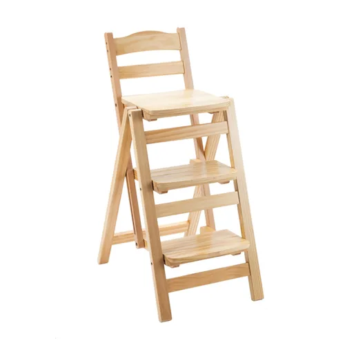 Vista 9 de Taburete de bar plegable, taburete de escalera de 3 escalones, escaleras de madera multifuncionales con capacidad de carga de 330 libras