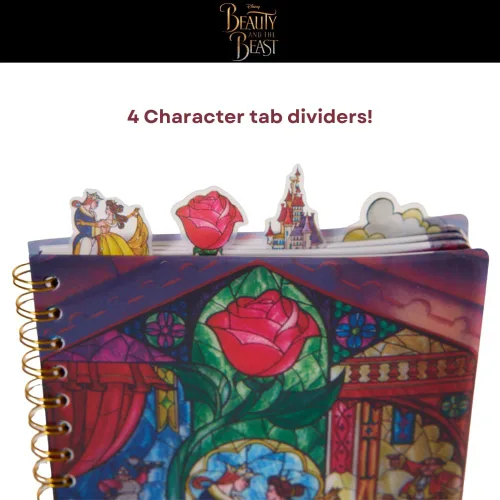 Vista 2 de Innovative Designs Disney Beauty and The Beast Journal Notebook, Spiral Bound, 96 Lined Pages, 8 x 7 inches Princess Belle and Beast Vinyl Cover