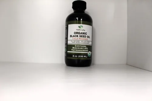 Vista 2 de Aceite orgánico de semilla negra – Botella de vidrio prensado en frío certificado por USDA, más de 1.5% timoquinona, 3 veces más de fuerza de comino