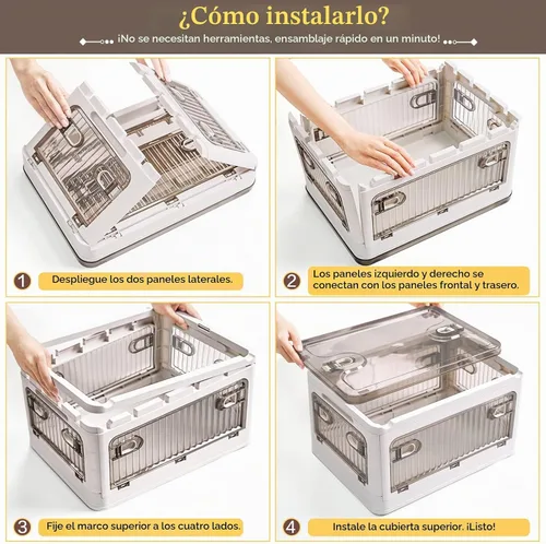 Vista 5 de DILIBRA Contenedores de almacenamiento de plástico de 28 litros con tapas, paquete de 2 contenedores apilables con ruedas y 4 puertas, cajas
